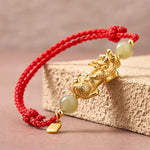 Buddha Stones Copper Pi Xiu Fu Character Luck Red String Bracelet