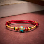 Buddha Stones Copper Dragon Bead Red String Strength Braided Bracelet