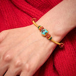 Buddha Stones Copper Dragon Bead Red String Strength Braided Bracelet