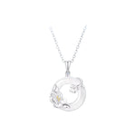 Buddha Stones White Chalcedony Camellia Peace Buckle Purity Necklace