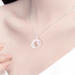 Buddha Stones White Chalcedony Camellia Peace Buckle Purity Necklace
