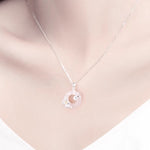 Buddha Stones White Chalcedony Camellia Peace Buckle Purity Necklace