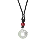 Buddha Stones Jade Koi Fish Success Braided Circular Chinese Style Necklace