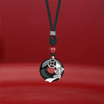 Buddha Stones Jade Koi Fish Success Braided Circular Chinese Style Necklace