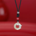 Buddha Stones Jade Koi Fish Success Braided Circular Chinese Style Necklace