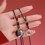Buddha Stones Jade Koi Fish Success Braided Circular Chinese Style Necklace