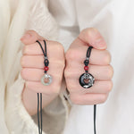 Buddha Stones Jade Koi Fish Success Braided Circular Chinese Style Necklace