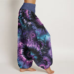 Buddha Stones Pure Cotton Cosmic Spiral Pattern Women's Elastic Waist Harem Pants