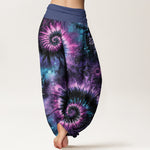 Buddha Stones Pure Cotton Cosmic Spiral Pattern Women's Elastic Waist Harem Pants