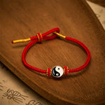 Buddha Stones Hand-Woven Yin Yang Red String Lucky Adjustable Braided Cord Bracelet