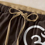 Buddha Stones Pure Cotton Zen Om Heart Pattern Women's Elastic Waist Pants With Pockets