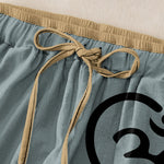 Buddha Stones Pure Cotton Zen Om Heart Pattern Women's Elastic Waist Pants With Pockets