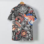Buddha Stones Vintage Floral Paisley Pattern Buttons Breathable Men's Short Sleeve Shirt