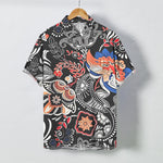 Buddha Stones Vintage Floral Paisley Pattern Buttons Breathable Men's Short Sleeve Shirt