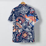 Buddha Stones Vintage Floral Paisley Pattern Buttons Breathable Men's Short Sleeve Shirt