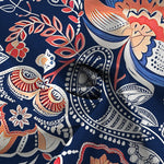 Buddha Stones Vintage Floral Paisley Pattern Buttons Breathable Men's Short Sleeve Shirt