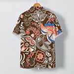 Buddha Stones Vintage Floral Paisley Pattern Buttons Breathable Men's Short Sleeve Shirt