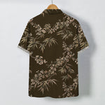 Buddha Stones Bamboo Plum Blossom Pattern Buttons Breathable Men's Short Sleeve Shirt