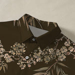 Buddha Stones Bamboo Plum Blossom Pattern Buttons Breathable Men's Short Sleeve Shirt