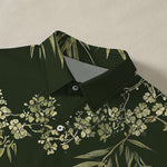 Buddha Stones Bamboo Plum Blossom Pattern Buttons Breathable Men's Short Sleeve Shirt