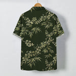 Buddha Stones Bamboo Plum Blossom Pattern Buttons Breathable Men's Short Sleeve Shirt