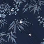 Buddha Stones Bamboo Plum Blossom Pattern Buttons Breathable Men's Short Sleeve Shirt