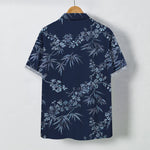 Buddha Stones Bamboo Plum Blossom Pattern Buttons Breathable Men's Short Sleeve Shirt