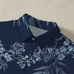 Buddha Stones Bamboo Plum Blossom Pattern Buttons Breathable Men's Short Sleeve Shirt