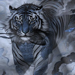 Buddha Stones Tiger Cloud Wave Pattern Buttons Wrinkle-resistant Men's Short Sleeve Shirt
