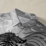 Buddha Stones Tiger Cloud Wave Pattern Buttons Wrinkle-resistant Men's Short Sleeve Shirt