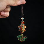 Buddha Stones Hand-carved Rainbow Eucalyptus Colorful Koi Fish Wealth Charm Keychains