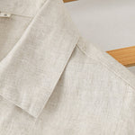 Buddha Stones Summer Minimalist Button-Up Solid Cotton Linen Men's Short Sleeve Shirts With Pocket