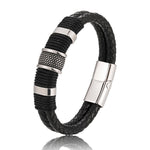 Buddha Stones Leather Hand-Woven Strength Double Layer Braided Bracelet