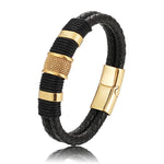 Buddha Stones Leather Hand-Woven Strength Double Layer Braided Bracelet