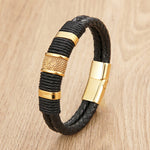 Buddha Stones Leather Hand-Woven Strength Double Layer Braided Bracelet