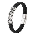 Buddha Stones Leather Braided Infinite Knot Durability Geometric Balance Bracelet