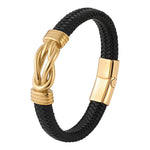 Buddha Stones Leather Braided Infinite Knot Durability Geometric Balance Bracelet