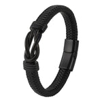 Buddha Stones Leather Braided Infinite Knot Durability Geometric Balance Bracelet