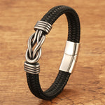 Buddha Stones Leather Braided Infinite Knot Durability Geometric Balance Bracelet