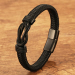Buddha Stones Leather Braided Infinite Knot Durability Geometric Balance Bracelet