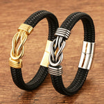Buddha Stones Leather Braided Infinite Knot Durability Geometric Balance Bracelet