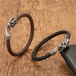 Buddha Stones Braided Leather Dragon Strength Punk Bracelet
