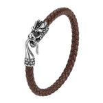 Buddha Stones Braided Leather Dragon Strength Punk Bracelet
