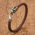 Buddha Stones Braided Leather Dragon Strength Punk Bracelet