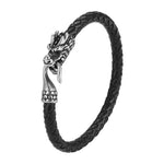 Buddha Stones Braided Leather Dragon Strength Punk Bracelet