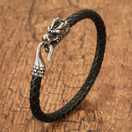 Buddha Stones Braided Leather Dragon Strength Punk Bracelet
