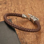 Buddha Stones Braided Leather Dragon Strength Punk Bracelet