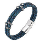 Buddha Stones Braided Leather Dragon Claw Strength Stainless Steel Bracelet