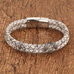 Buddha Stones Braided Leather Dragon Claw Strength Stainless Steel Bracelet