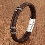 Buddha Stones Braided Leather Dragon Claw Strength Stainless Steel Bracelet